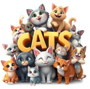 A Group Of Cats PowerPoint clipart graphic preview.