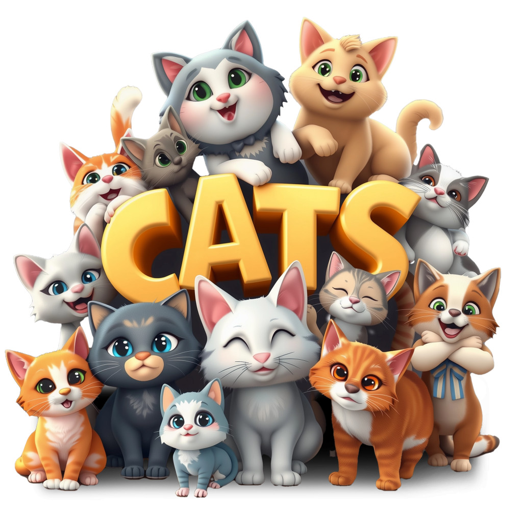 High-resolution clipart illustration of A Group Of Cats, designed for environmental education decks, outdoor recreation marketing, and conservation awareness campaigns.