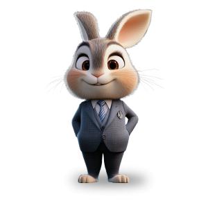 Cartoon Business Bunny  for Professional Presentations PowerPoint clipart graphic preview.