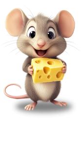 Cartoon Mouse Holding Cheese – A Fun Metaphor for Success PowerPoint clipart graphic preview.