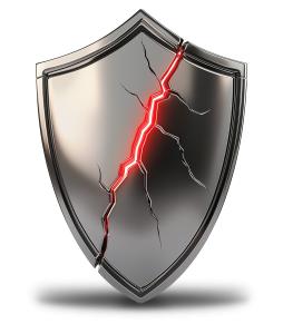 Cracked Shield Cybersecurity  for IT Risk Slides PowerPoint clipart graphic preview.
