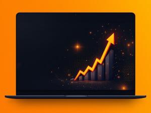 Laptop Growth Marketing Image PowerPoint clipart graphic preview.
