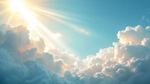 Easter Sky Background with Pastel Clouds & Light PowerPoint clipart graphic preview.