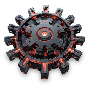 Futuristic Ransomware Attack Gear Illustration for PowerPoint PowerPoint clipart graphic preview.