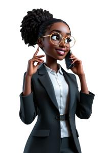 Professional Businesswoman  Holding Smartphone PowerPoint clipart graphic preview.