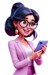 Businesswoman  Holding Smartphone in Pink Blazer PowerPoint clipart graphic preview.