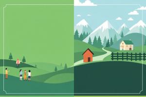 Community and Nature Contrast PowerPoint clipart graphic preview.