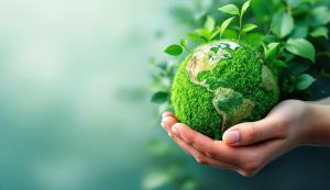Earth Day Green Globe PowerPoint clipart graphic preview.