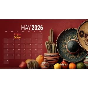 Cinco de Mayo May Calendar Customizable PowerPoint clipart graphic preview.