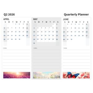 Printable Q2 2026 Quarterly Planner Customizable PowerPoint clipart graphic preview.