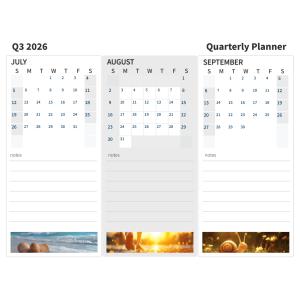 Printable Q3 2026 Quarterly Planner Customizable PowerPoint clipart graphic preview.