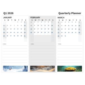 Printable Q1 2026 Quarterly Planner Customizable PowerPoint clipart graphic preview.