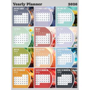2026 Yearly Calendar Planner Customizable PowerPoint clipart graphic preview.