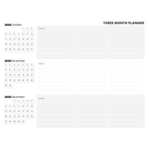 Printable Three Month Calendar Customizable PowerPoint clipart graphic preview.