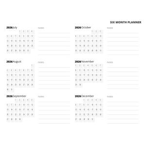 Printable Six Month Planner Customizable PowerPoint clipart graphic preview.