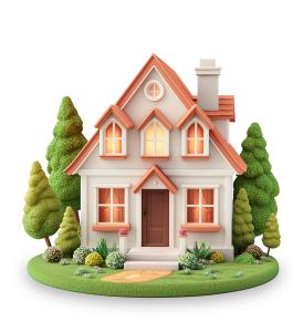 Cartoon House  for Real Estate & Education Slides PowerPoint clipart graphic preview.