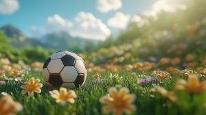 Soccer Ball in Nature PowerPoint clipart graphic preview.