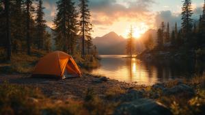 Summer Camping Serenity PowerPoint clipart graphic preview.