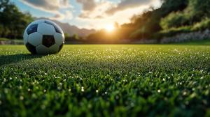 Soccer Ball Sunset Background for Team Sports Slides PowerPoint clipart graphic preview.