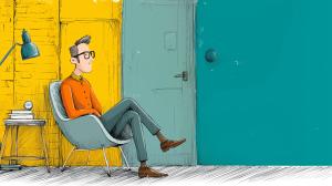 Cartoon Therapist Office Scene PowerPoint clipart graphic preview.
