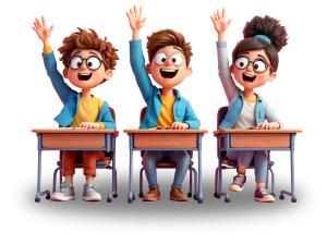 Kids With Raised Hands PowerPoint clipart graphic preview.