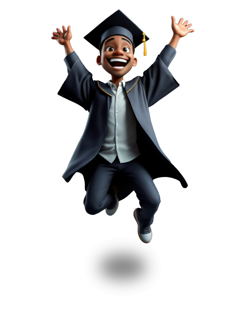 High-resolution clipart illustration of Jumping Graduate Celebration Clipart for Slides, designed for seasonal marketing campaigns, corporate event presentations, and holiday promotions.