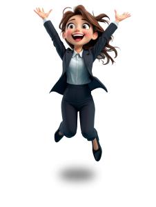 Happy Business Woman Jumping PowerPoint clipart graphic preview.