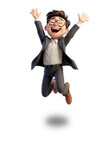Happy Business Man Jumping PowerPoint clipart graphic preview.
