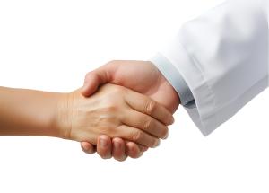 Healthcare Handshake  Depicting Doctor-Patient Trust PowerPoint clipart graphic preview.