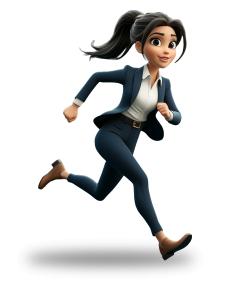 Running Businesswoman  PNG PowerPoint clipart graphic preview.