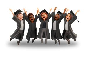 Graduation Celebration  of Students Jumping in Joy PowerPoint clipart graphic preview.