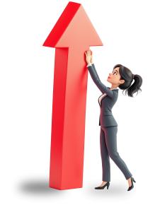 Businesswoman with Growth Arrow  PNG – Symbol of Success and Ambition PowerPoint clipart graphic preview.