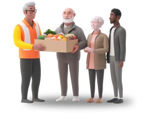 Food Donation and Community Support PowerPoint clipart graphic preview.