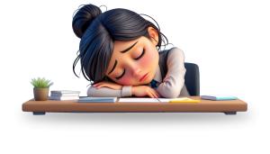 Sleeping Girl At Desk PowerPoint clipart graphic preview.