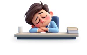 Boy Sleeping at Desk  PNG PowerPoint clipart graphic preview.