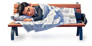 Man Sleeping on Bench  – Symbol of Rest and Balance PowerPoint clipart graphic preview.