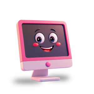 Smiling Pink Computer PowerPoint clipart graphic preview.