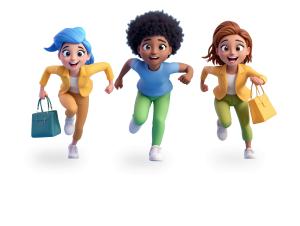 Women Running with Shopping Bags  for Retail and Economic Presentations PowerPoint clipart graphic preview.