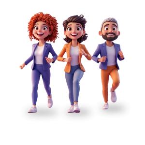 Businesspeople Running Together PowerPoint clipart graphic preview.