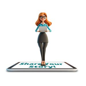 Woman Standing on a  Electronic Device Customizable PowerPoint clipart graphic preview.
