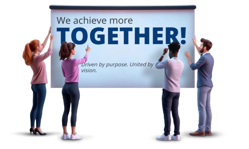 High-resolution customizable clipart of Motivational Team Collaboration Clipart for PowerPoint Presentations, designed for corporate project kickoff meetings, creative strategy brainstorming, and innovative product development pitches.