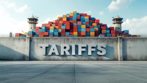 Tariffs and Shipping Container Background for Global Trade Presentations PowerPoint clipart graphic preview.