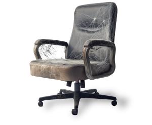 Old Office Chair with Cobwebs  for Workplace Neglect and Abandonment PowerPoint clipart graphic preview.