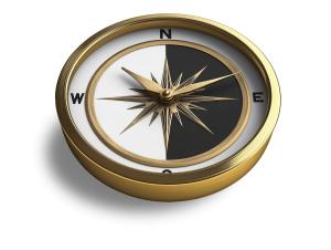 Clock and Compass  for Time Management and Life Direction Presentations PowerPoint clipart graphic preview.