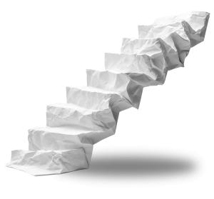 Crumpled Paper Staircase  for Innovation and Transformation Presentations PowerPoint clipart graphic preview.