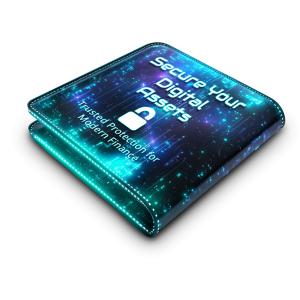 Secure Digital Wallet  for Cryptocurrency, Cybersecurity, and Fintech Presentations Customizable PowerPoint clipart graphic preview.