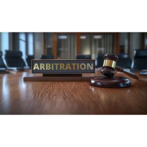 Legal Arbitration Background for Mediation and Dispute Resolution Customizable PowerPoint clipart graphic preview.