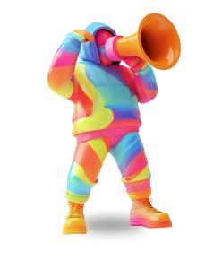 Megaphone Character  for Bold Messaging and Youth-Focused Marketing PowerPoint clipart graphic preview.