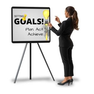 Woman With Sign Board Customizable PowerPoint clipart graphic preview.