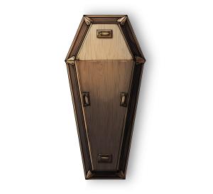 Classic Wooden Coffin  for Death, Burial, and Halloween Themes PowerPoint clipart graphic preview.
